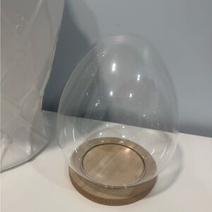 Clear Glass Cloche with Wooden Base